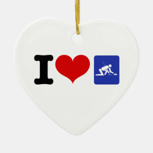 I Love Curling Ceramic Tree Decoration