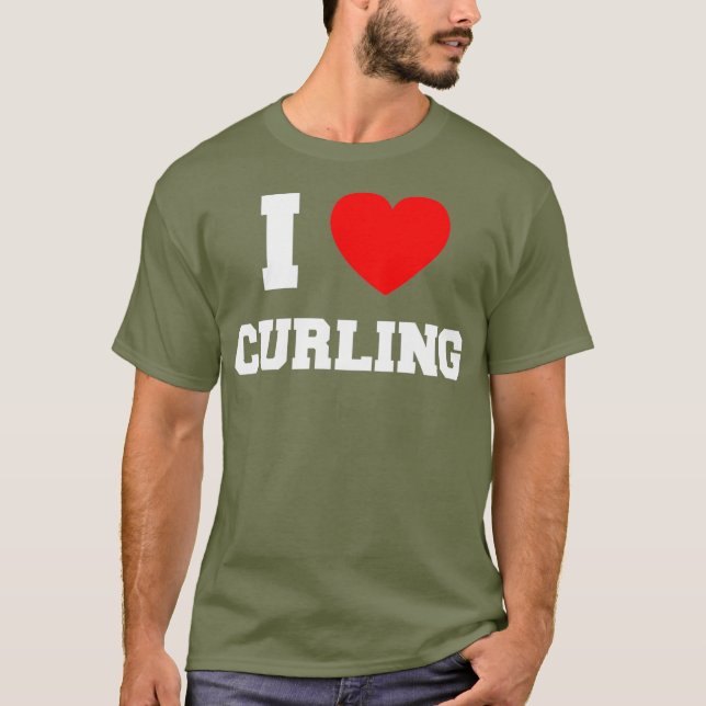 I Love Curling T-Shirt (Front)
