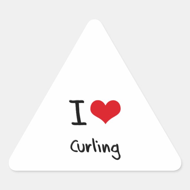I love Curling Triangle Sticker (Front)