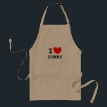 I love curry food | Funny aprons for men and women<br><div class="desc">I love curry food | Funny aprons for men and women. Personalizable I love template design. BBQ aprons in Yellow, Beige and White. Cute gift idea for chef cook and meat lovers.</div>