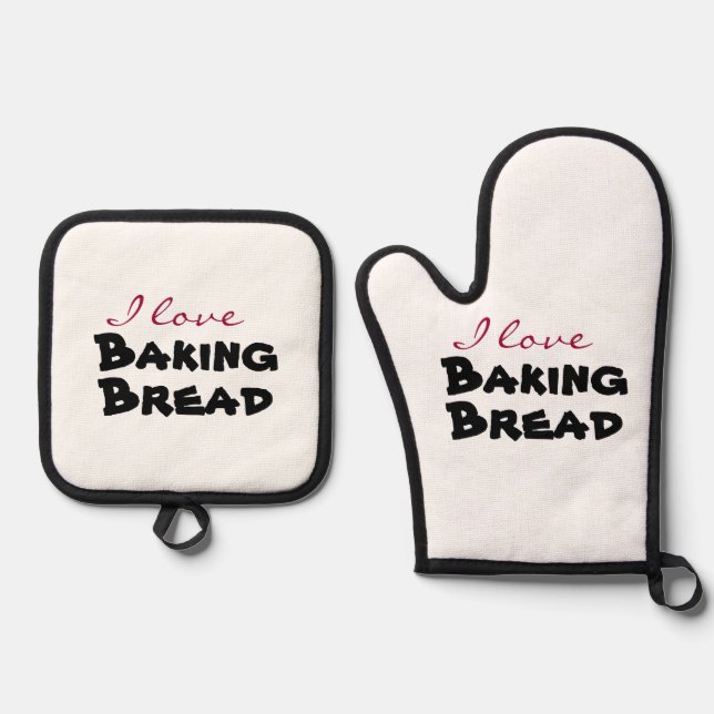 I love [customize] oven mitt & pot holder set (Front)