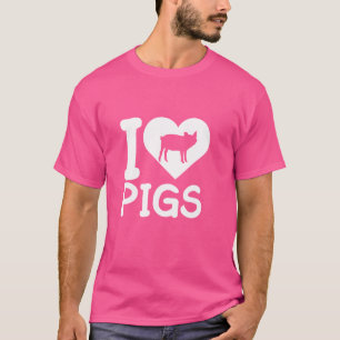 I Love Cute Pigs Heart Piggy Piglet Lover Pig Silh T-Shirt