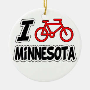 I Love Cycling Minnesota Ceramic Tree Decoration