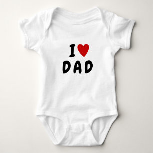 I love D A D    Heart custom text DAD Baby Bodysuit
