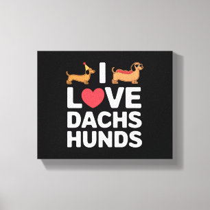 I Love Dachshunds Fun Illustration with Cool Canvas Print