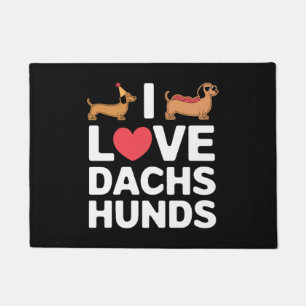 I Love Dachshunds Fun Illustration with Cool Doormat