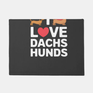 I Love Dachshunds Fun Illustration with Cool Doormat