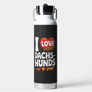 I Love Dachshunds Heartwarming Pet Lovers Design Water Bottle