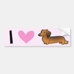 I Love Dachshunds (longhaired) Bumper Sticker