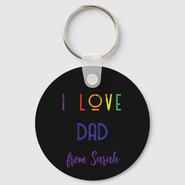 I Love Dad Custom Keychain – Add Name, Easy edit (Front)