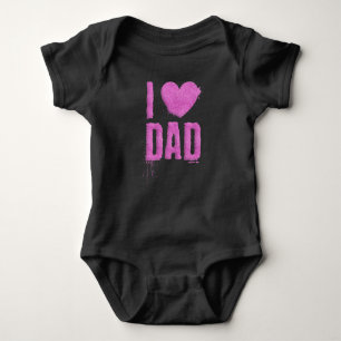 I Love Dad Pink Glitter Typography   Bodysuit