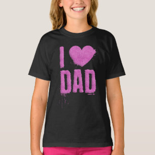 I Love Dad Pink Glitter Typography Shirt