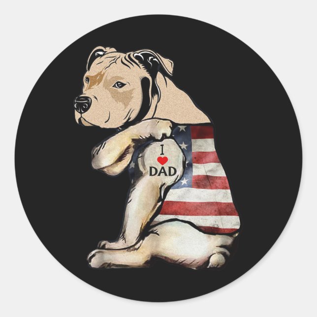 I Love Dad Tattoo Fathers Day  Classic Round Sticker (Front)