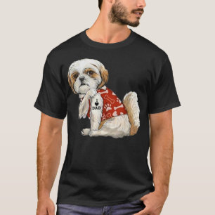 I Love Dad Tattoo Shih Tzu Dad Funny Father's Day T-Shirt