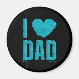 I Love Dad Teal Glitter Typography   Magnet