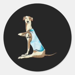 I Love Dad Whippet Dog Tattoo  Classic Round Sticker