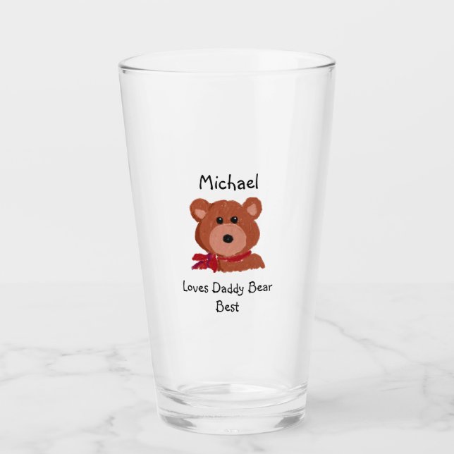 I  Love Daddy Bear Best Personalised Glass (Front)