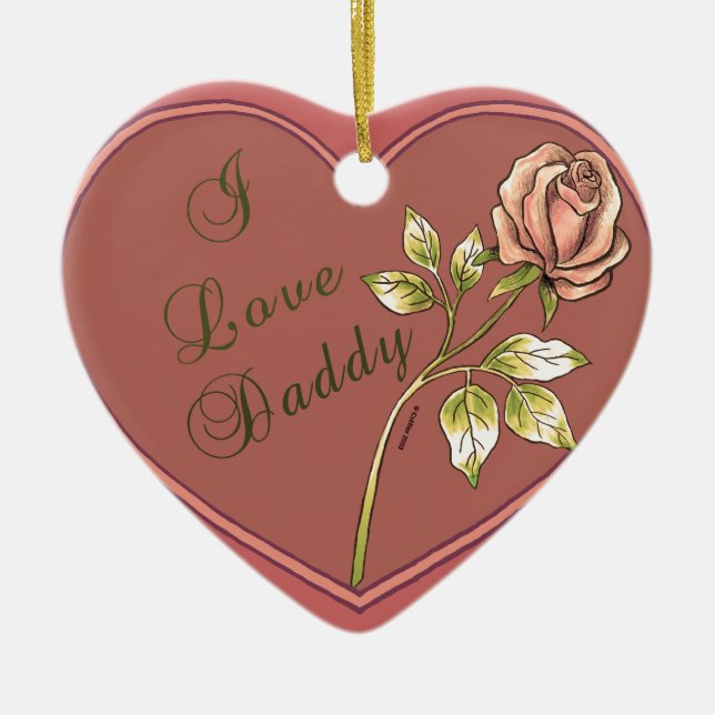 I Love Daddy Heart  Ceramic Tree Decoration (Front)