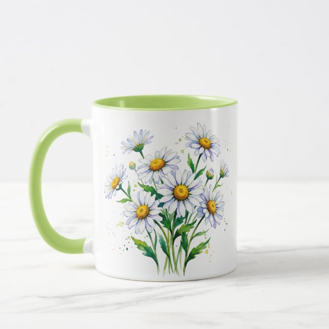 I love daisies. Watercolours. Mug (Left)