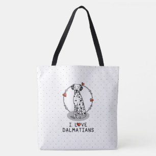 I Love Dalmatians (black 1) Hearts Cute Tote Bag