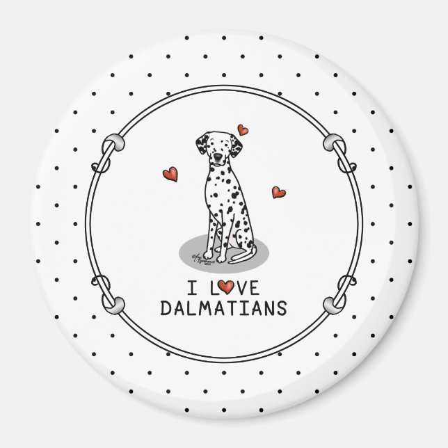 I Love Dalmatians (black 1) Hearts Fun Magnet (Front)