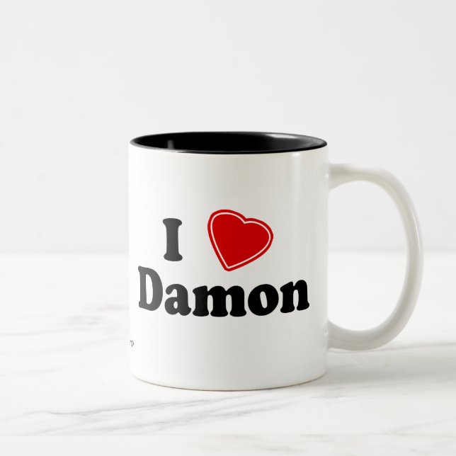I Love Damon Two-Tone Coffee Mug (Right)