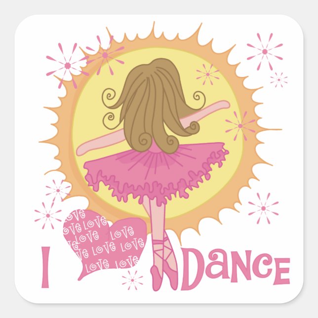 I Love Dance Square Sticker (Front)