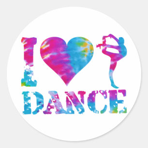 I Love Dance Tie Dye Classic Round Sticker