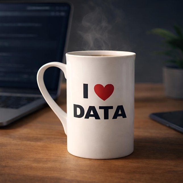 I Love Data Bone China Mug | Geek Coffee Cup (Product Shot)