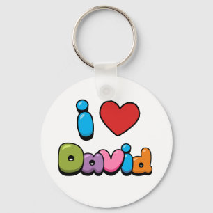 I Love David Key Ring