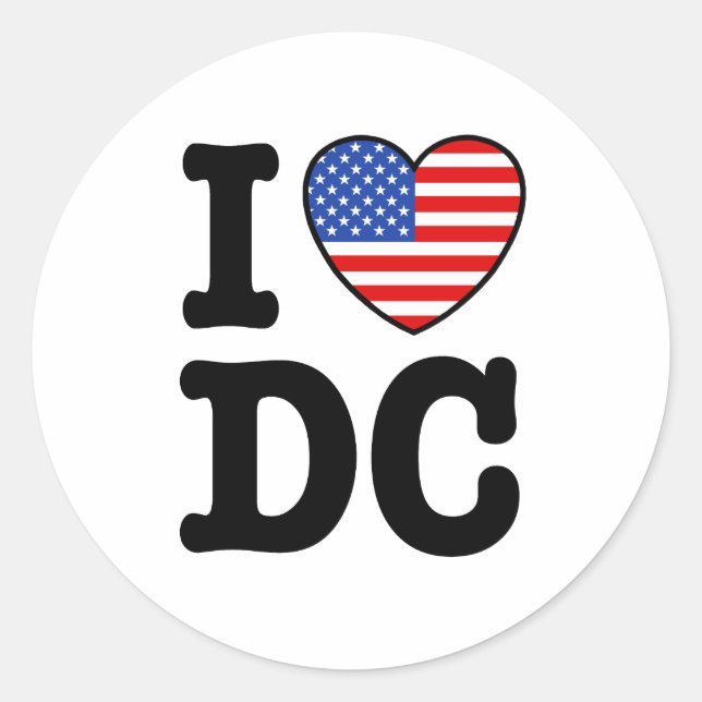I Love DC Classic Round Sticker (Front)