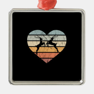 I Love Deer Retro Heart for Hunter Metal Tree Decoration