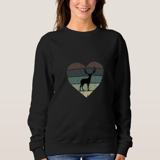 I Love Deer Retro Heart for Hunter Sweatshirt (Front)
