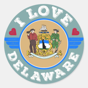 I Love Delaware State Map and Flag Classic Round Sticker