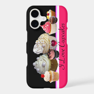 I LOVE DELICIOUS CUPCAKES Pink,Fuchsia White