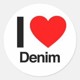 i love denim classic round sticker