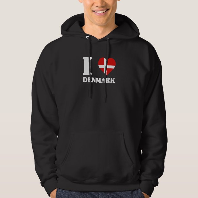 I Love Denmark for Denmark fan I love Denmark Hoodie (Front)