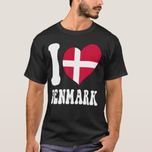 I Love Denmark Proud To Be Danish Denmark Flag Hea T-Shirt