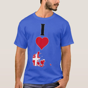 I Love Denmark Vertical I Heart Danish Flag Map T-Shirt
