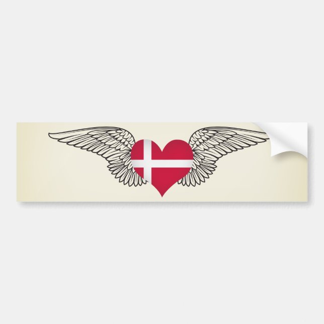 I Love Denmark -wings Bumper Sticker (Front)