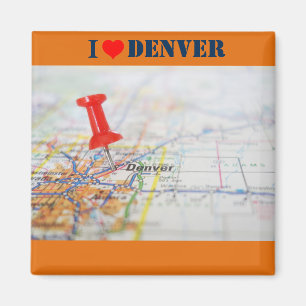 I Love Denver Map Magnet