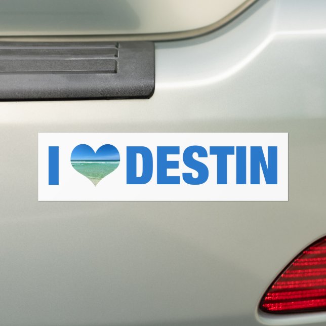 I Love Destin Florida Beach Bumper Sticker (On Car)