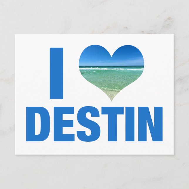 I Love Destin Florida Cute Beach Postcard (Front)