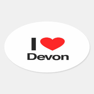 i love devon oval sticker