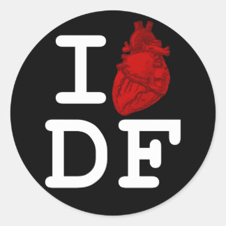 I Love DF Classic Round Sticker
