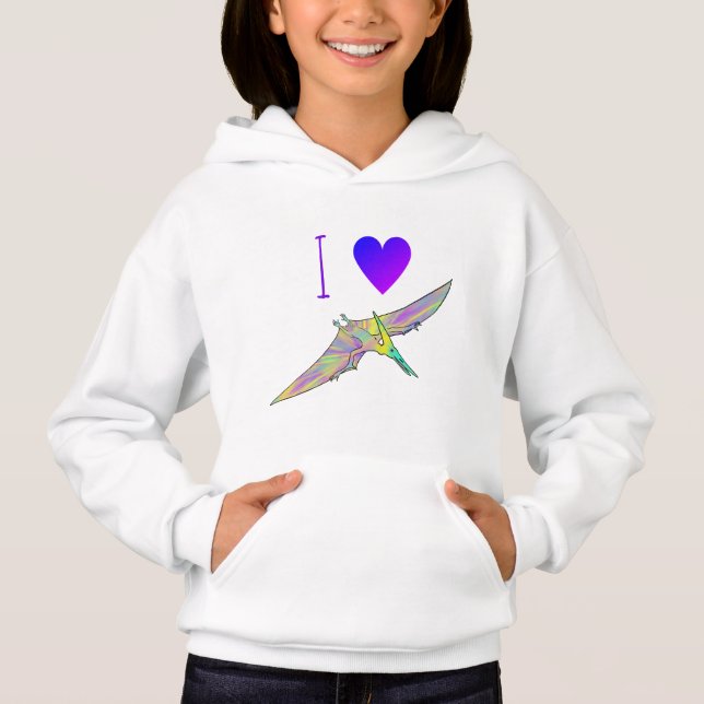 I Love Dinosaur Cute Colorful Flying Pterodactyl (Front)