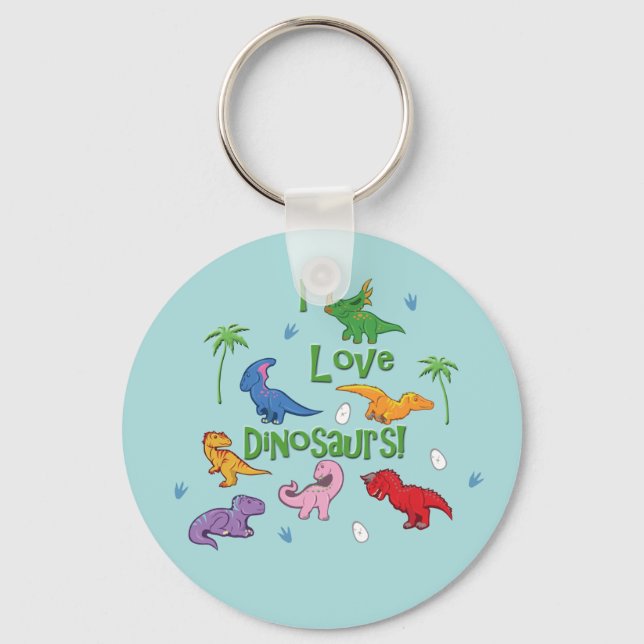 I Love Dinosaurs! (Cute) Key Ring (Front)