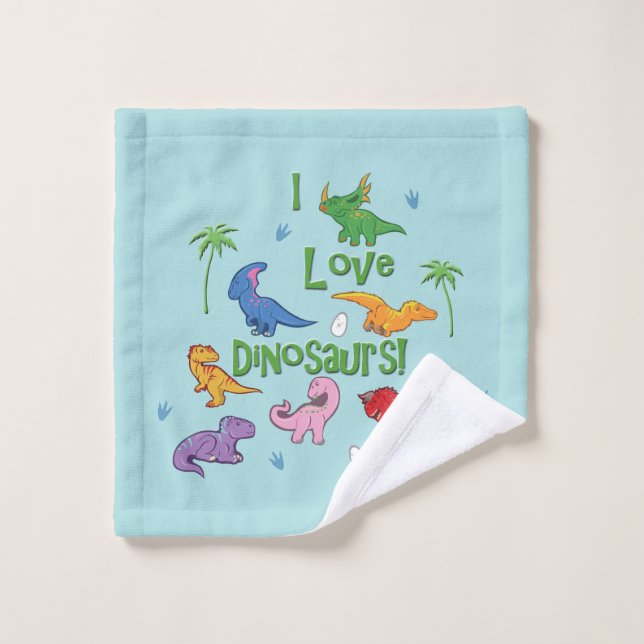 I Love Dinosaurs (Cute) Wash Cloth (Wash Cloth)