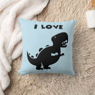 I Love Dinosaurs Silhouette Art Cushion