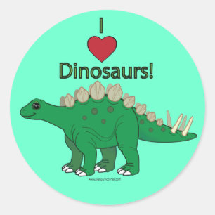 I Love Dinosaurs: Stegosaurus Classic Round Sticker